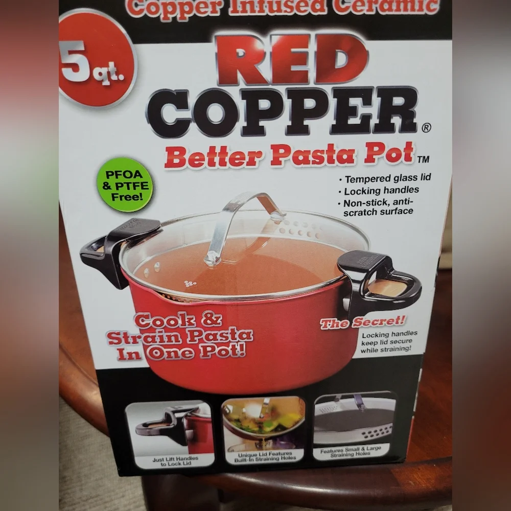 Better Pasta Pot - Copper Infused Ceramic 5qt - Picture 2 of 3